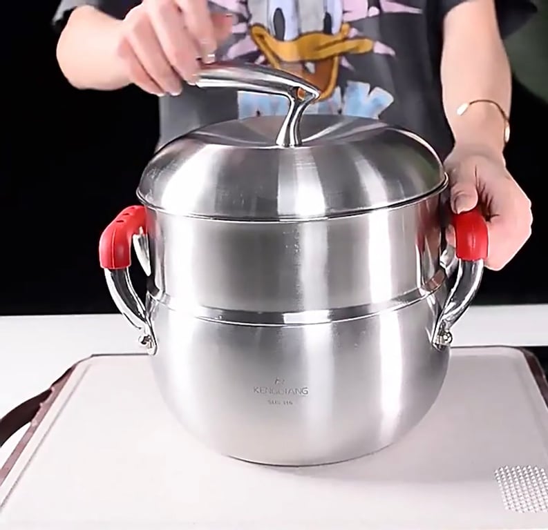 Bộ nồi hấp inox 316 cao cấp 20cm hình quả táo siêu đẹp, độc, lạ