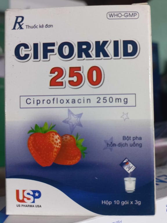 Ciforkid 260mg Usa ciprofloxacin hộp 10 gói
