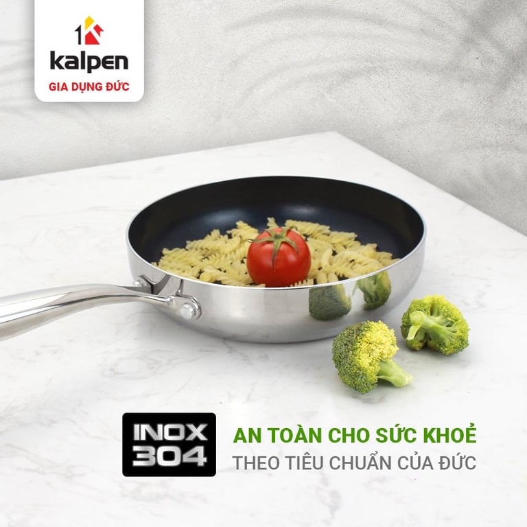 CHẢO INOX ĐÚC LIỀN KHỐI CHỐNG DÍNH KALPEN KAZLER 20CM 24CM 26CM 28CM 30CM