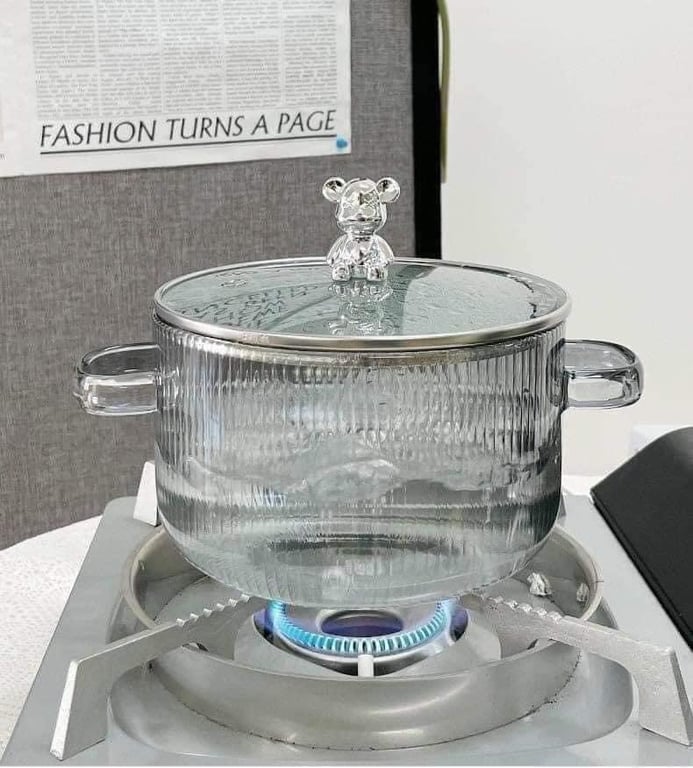nồi thuỷ tinh  nắp gấu 16cm -1.5lit