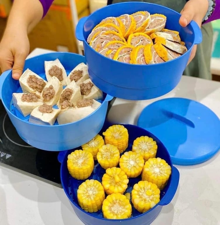 Xửng hấp 3 tầng blue