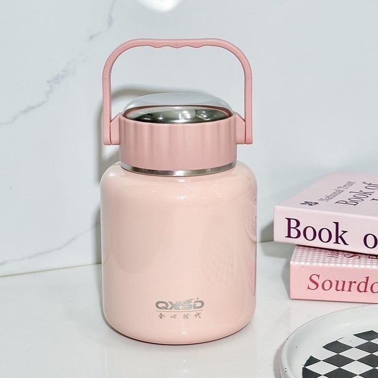 Bình ủ cháo cao cấp có quai xách tiện lợi kèm thìa inox gấp gọn