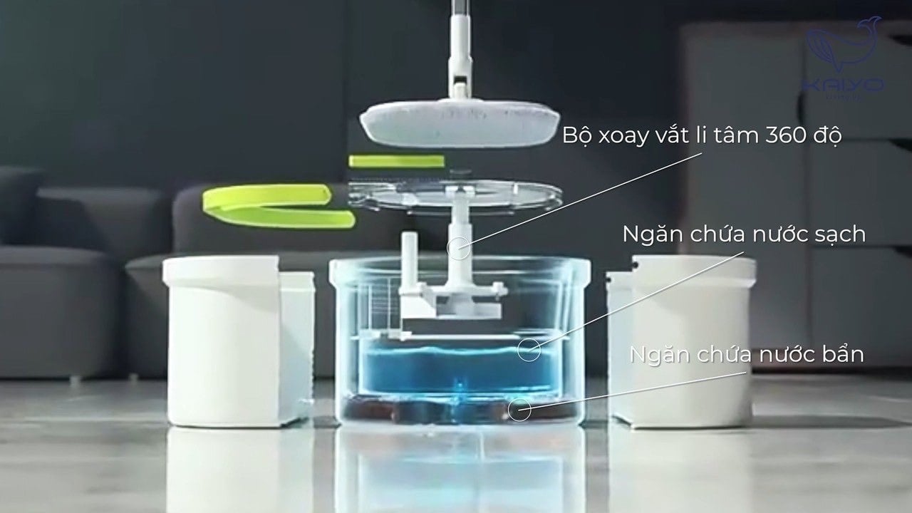 Cây lau nhà tách nước bẩn thông minh kaiyo