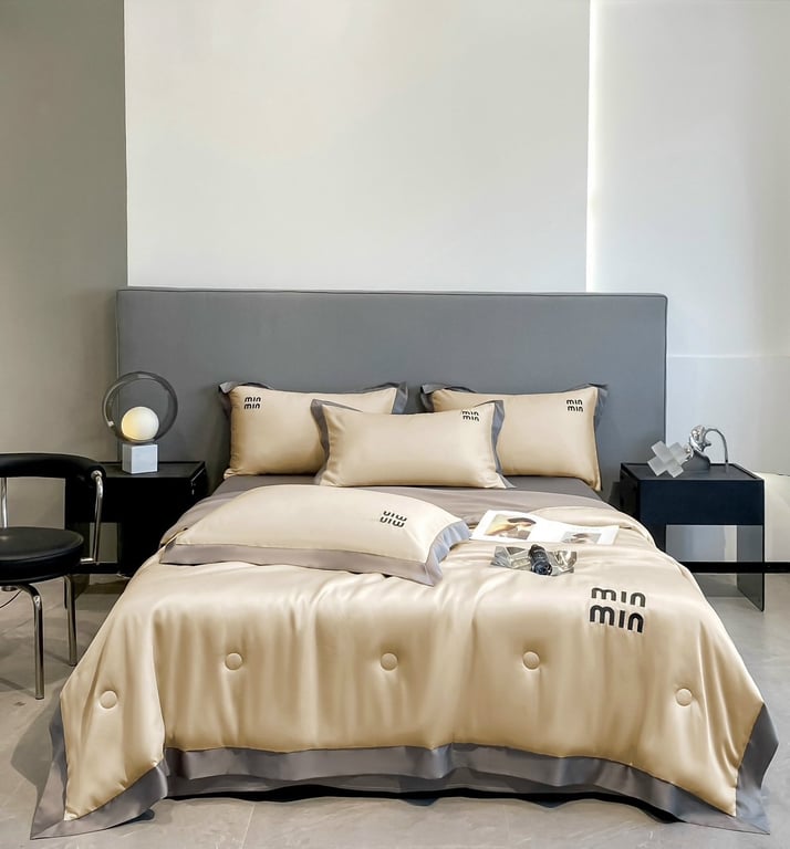 Bộ chăn ga vỏ gối 4 món phi lụa hè thu 2024 Min Min