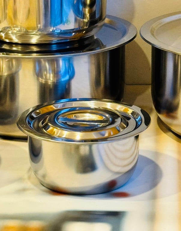 SET 8 TÔ INOX CÓ NẮP, ĐÁY TỪ DÙNG LÀM NỒI NẤU