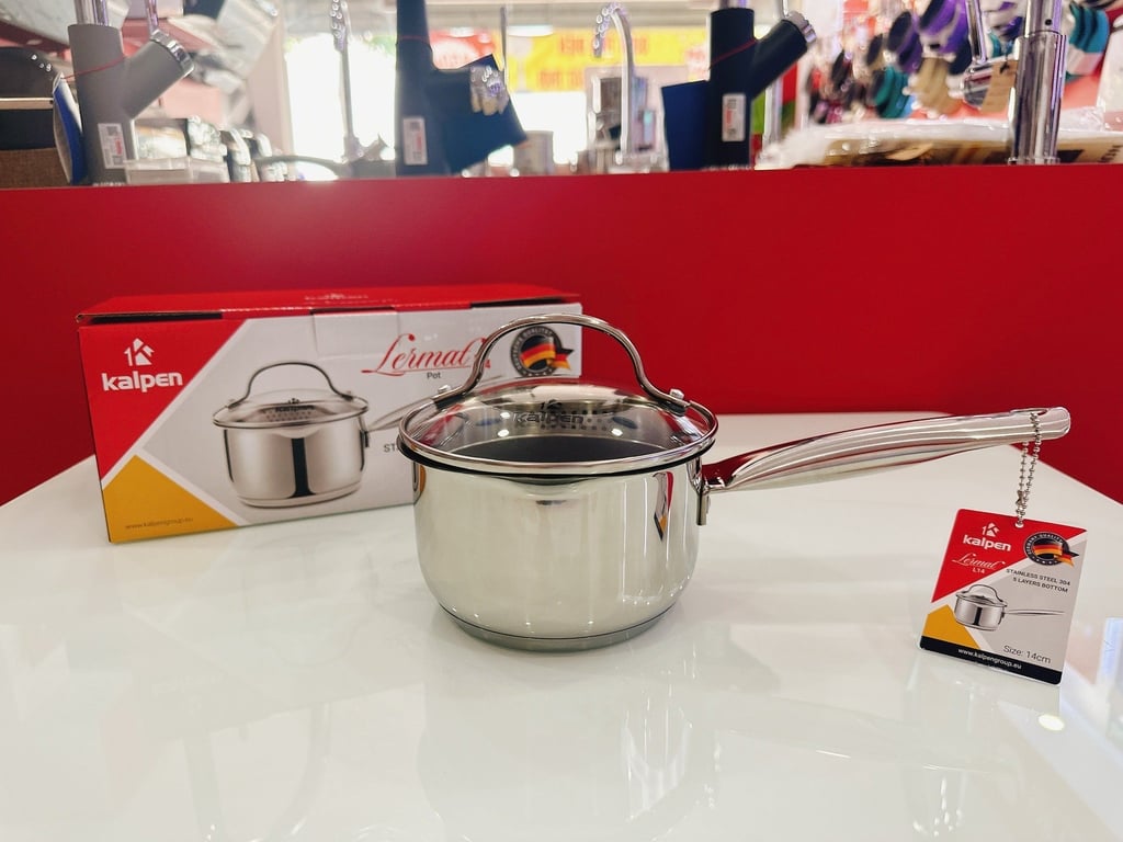 QUÁNH INOX 304 CHỐNG DÍNH 5 ĐÁY KALPEN LERMAT L14 SIZE 14CM