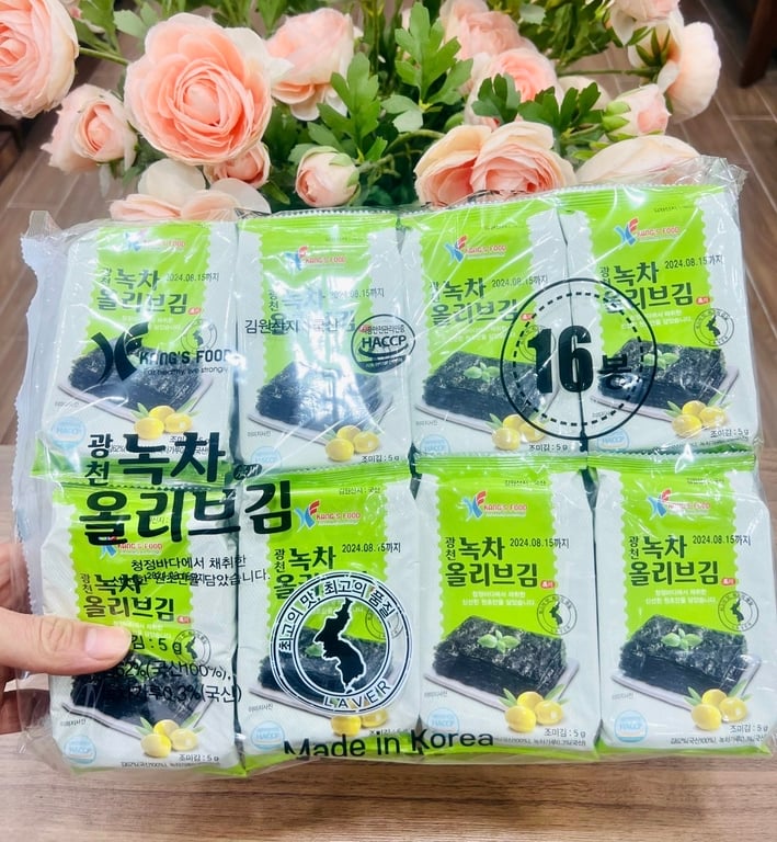 Rong biển ăn liền Hàn Quốc vị dầu ô liu 16 gói