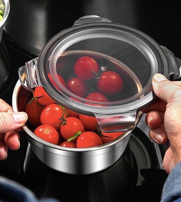 SET 4 HỘP ĐỰNG THỨC ĂN BẰNG INOX 304 CỠ LỚN CÓ NẮP ĐẬY FSB01