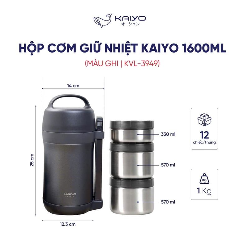 Hộp giữ nhiệt kaiyo 1600ml