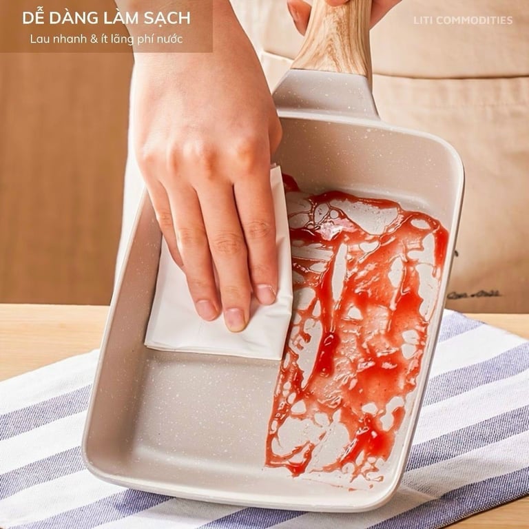 Chảo chống dính chữ nhật làm bánh, làm đồ ăn sáng đa năng.