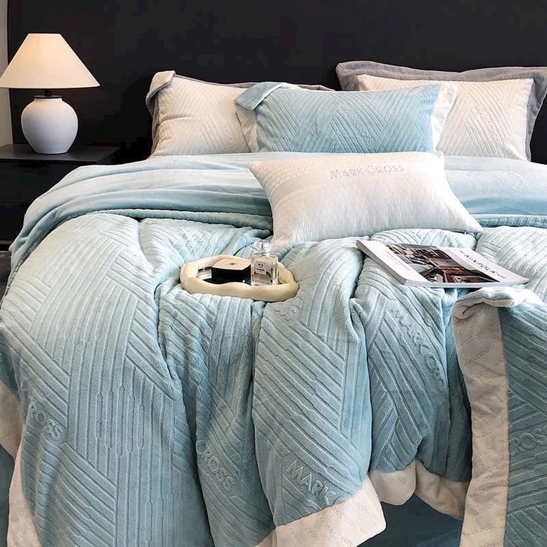 Full set 4 món: Bộ chăn ga gối MarkCross nỉ nhung cao cấp CHT05