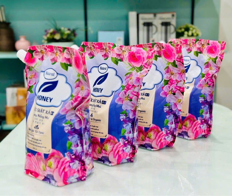 NƯỚC GIẶT XẢ SINH HỌC (2 IN 1 ) HONEY PREMIUM 1 thùng 4 gói 300ml