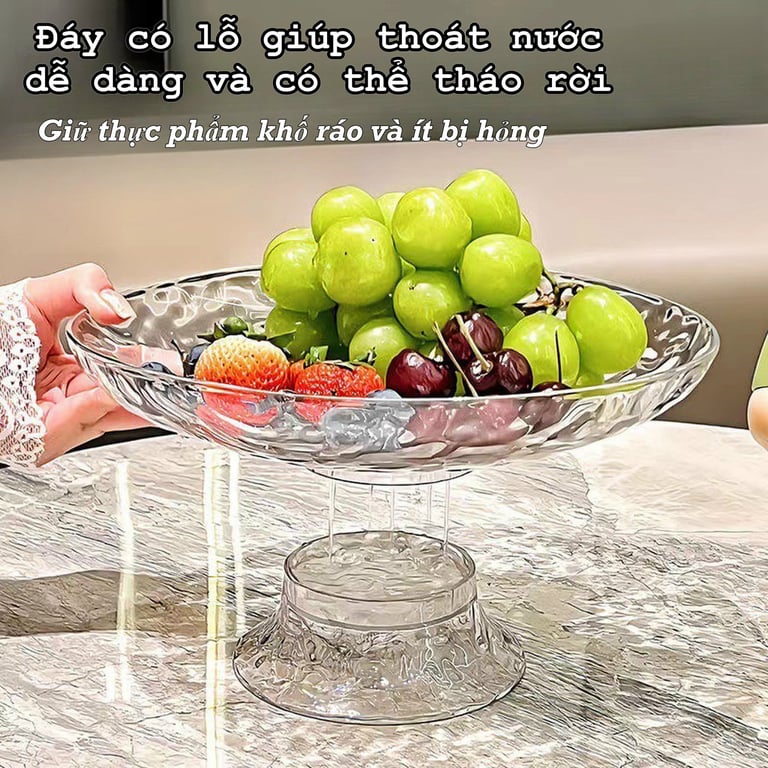 ĐĨA ĐỰNG HOA QUẢ GỢN SÓNG CÓ LỖ THOÁT NƯỚC