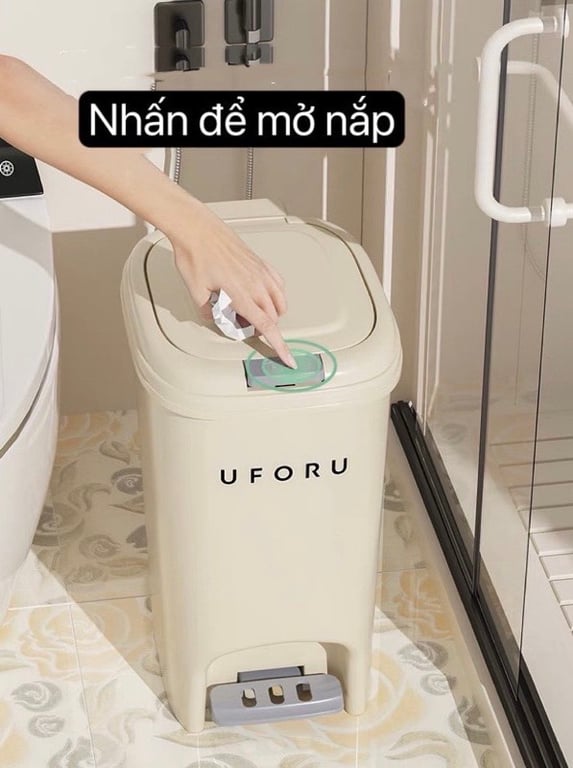 Thùng rác đạp chân, ấn nút 2in1 UFORU