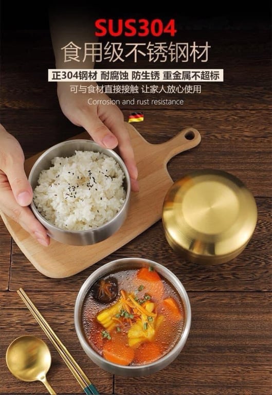 Set 5 bát con có nắp inox Hàn Quốc