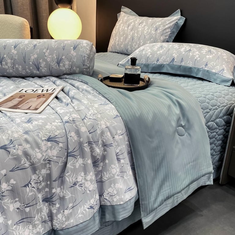 Set 5 món ga gối Cotton lụa tráng Lyocell xịn sò