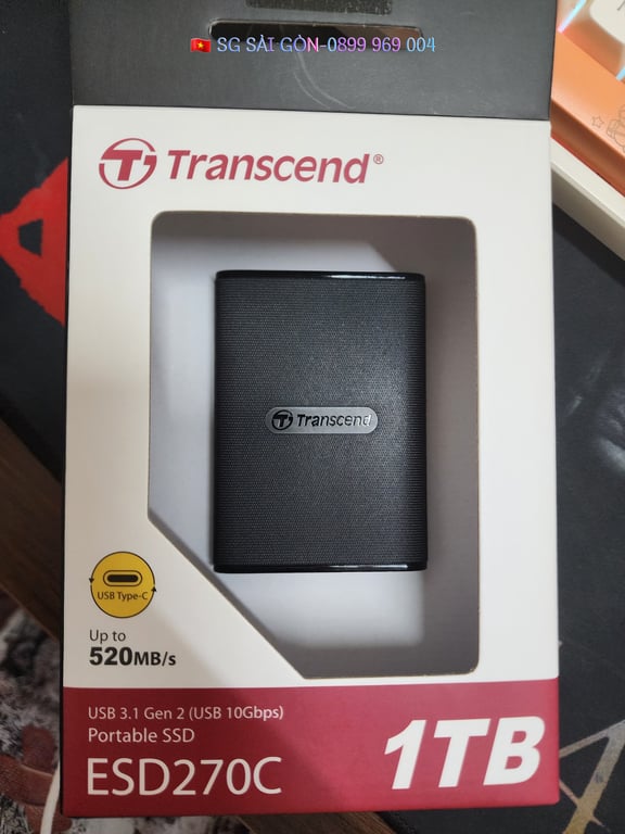 Ổ Cứng Di Động SSD Transcend 1Tb TS1TESD270C (Type-C và USB3.1/ 520Mb/s/ 460Mb/s/ Đen)