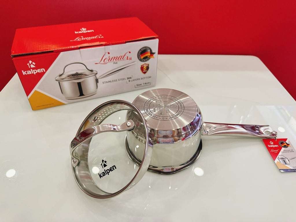 QUÁNH INOX 304 CHỐNG DÍNH 5 ĐÁY KALPEN LERMAT L14 SIZE 14CM