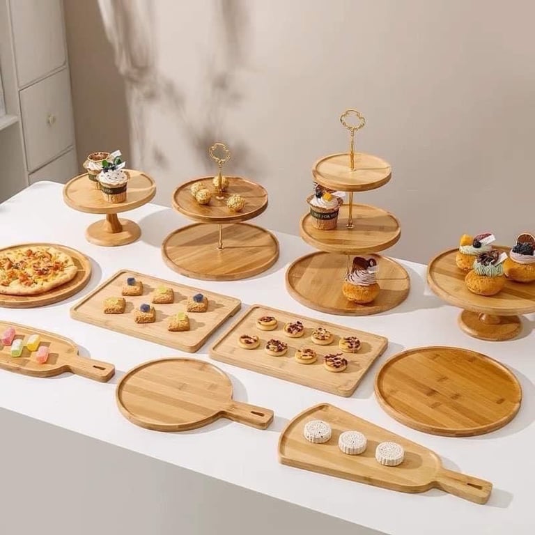 Khay gỗ 3 tầng trang trí Tết