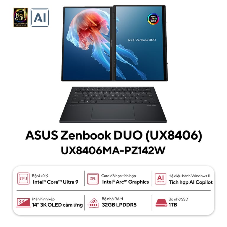 Laptop Asus Zenbook Duo OLED UX8406MA-PZ142W