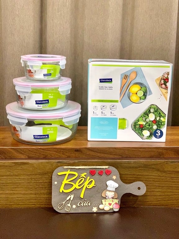BỘ 3 HỘP THỦY TINH TRÒN #GLASSLOCK GL156