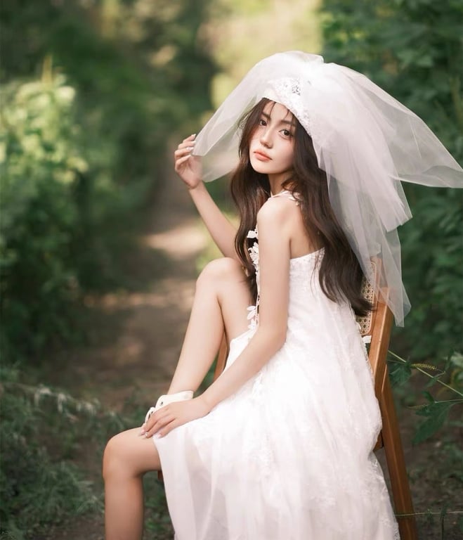 Váy trắng 2 dây ren lưới - freesize