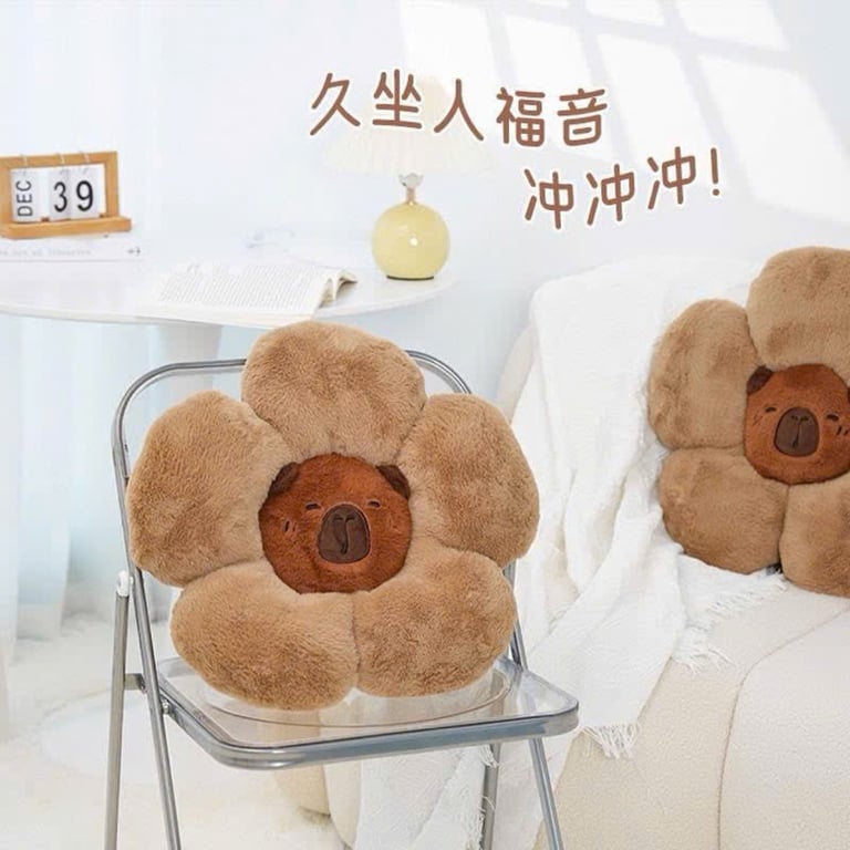 Đệm lông thỏ hoa hình mặt Capybara cute