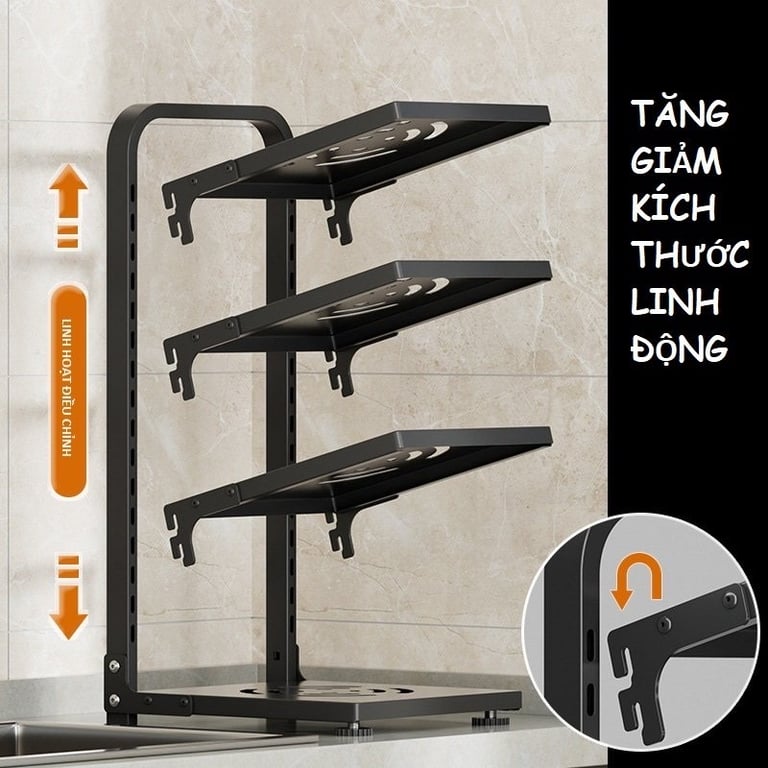 Kệ để xoong nồi nhiều tầng, kệ để đồ gầm bếp và tủ bếp tiện lợi loại 2 tầng- 3 tầng #HK01