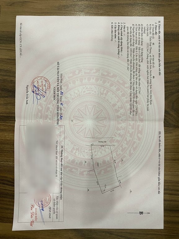 Gần full thổ cư  1232,3 m2 tại Thanh Sơn,Lương Sơn, Hoà Bình