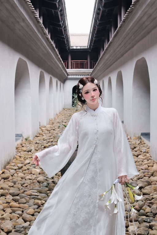 AD ren + choàng voan tơ trắng S/M