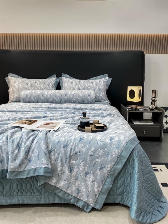 Set 5 món ga gối Cotton lụa tráng Lyocell xịn sò