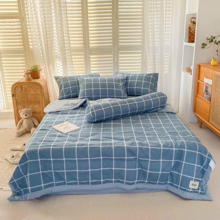 bộ Cotton đũi chăn trần 𝗳𝘂𝗹𝗹 𝟱 𝗺𝗼́𝗻 siêu xịn xò