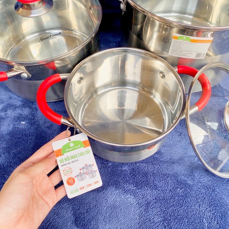 BỘ NỒI ELMICH EL3336 với 3 size 18, 22 và 26 đẹp long lanh