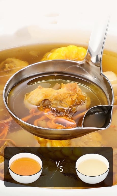 Muỗng tách dầu mỡ inox 304 30cm đường kính 10cm