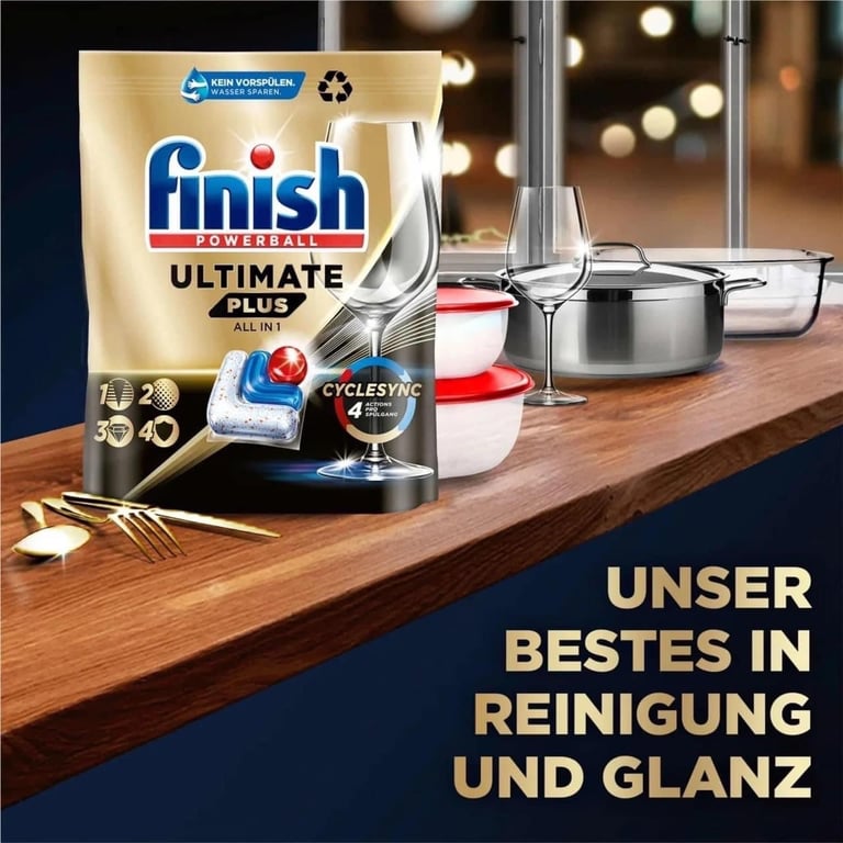 VIÊN RỬA BÁT SIÊU CAO CẤP FINISH ULTIMATE PLUS ALL IN 1 - TÚI 70 VIÊN