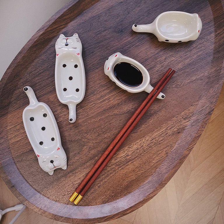 Bát đựng nước chấm - gác đũa hình mèo
