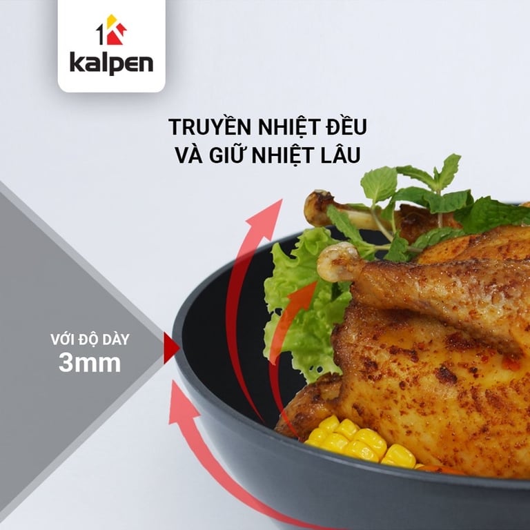 CHẢO CHỐNG DÍNH SÂU LÒNG ĐÁY TỪ KALPEN ARIS ĐỦ SIZE 20CM, 24CM, 26CM, 28CM