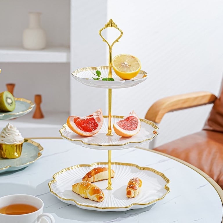 Khay để bánh kẹo, mứt tết chất liệu gốm sứ khung kim loại sang trọng - VS340