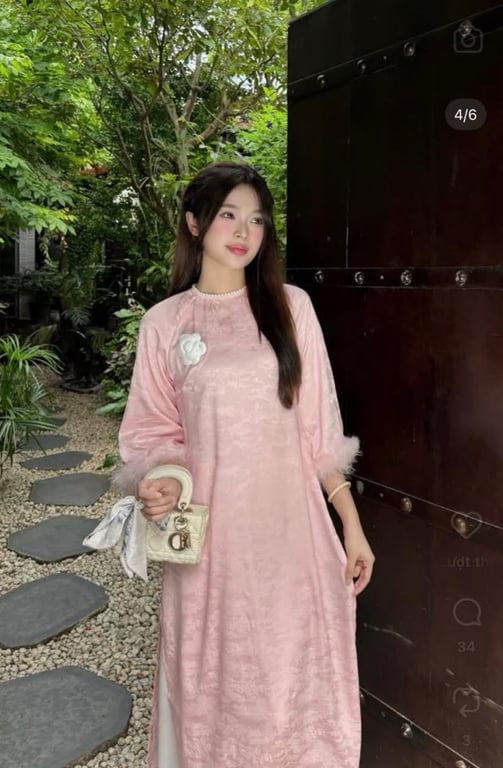 Áo dài lụa tay lông - freesz S M