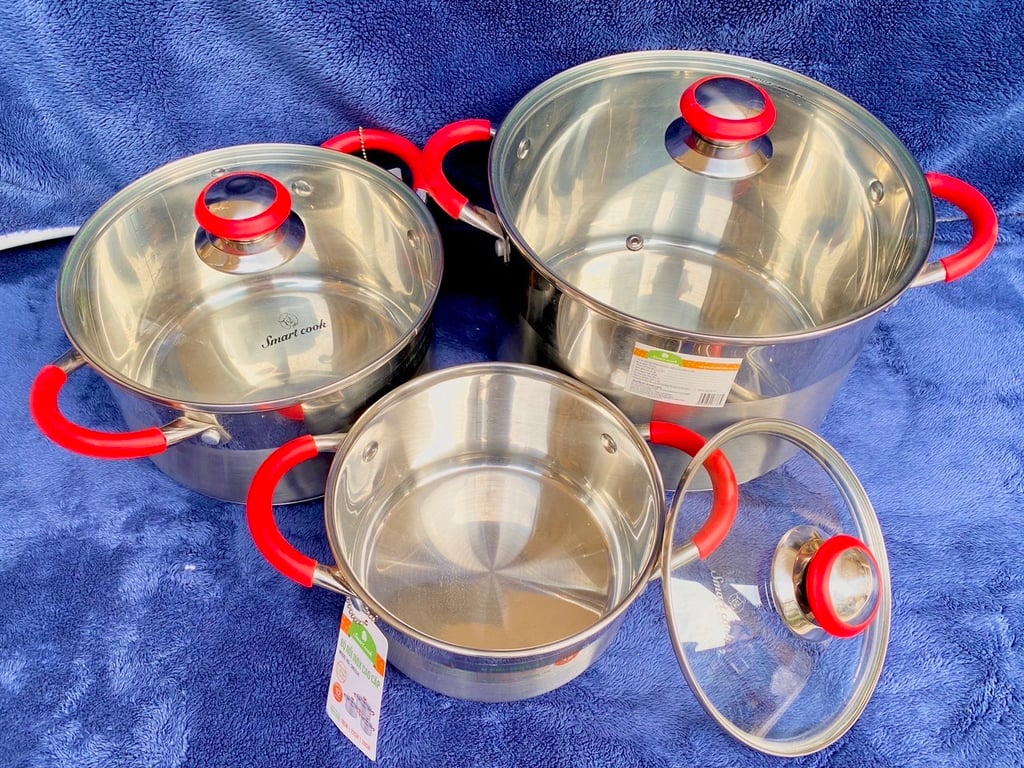 BỘ NỒI ELMICH EL3336 với 3 size 18, 22 và 26 đẹp long lanh