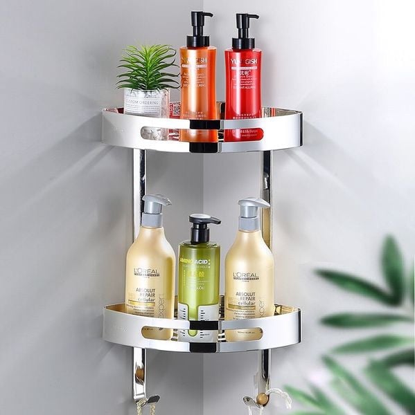 KỆ GÓC CAO CẤP INOX 304 GI-HOME E02 2 TẦNG - (KÈM ỐC VÍT ĐỂ KHOAN)