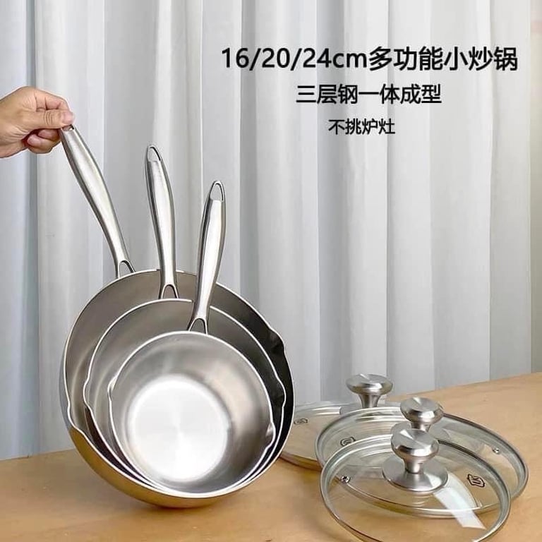 Chảo đúc liền khối inox 316 LUNKAI size 16-20-24-26