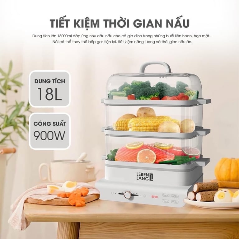 Nồi hấp điện 3 tầng Lebenlang LBEL5031