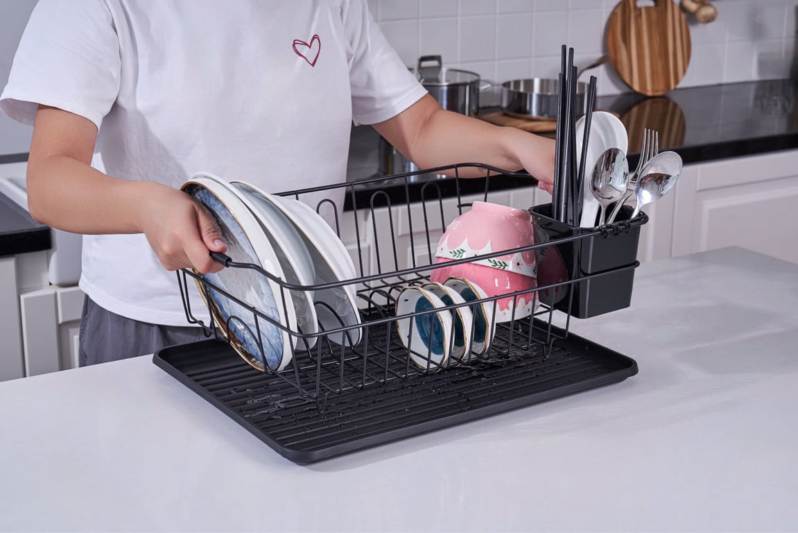 Giá đựng chén bát 1 tầng có khay hứng Kaiyo