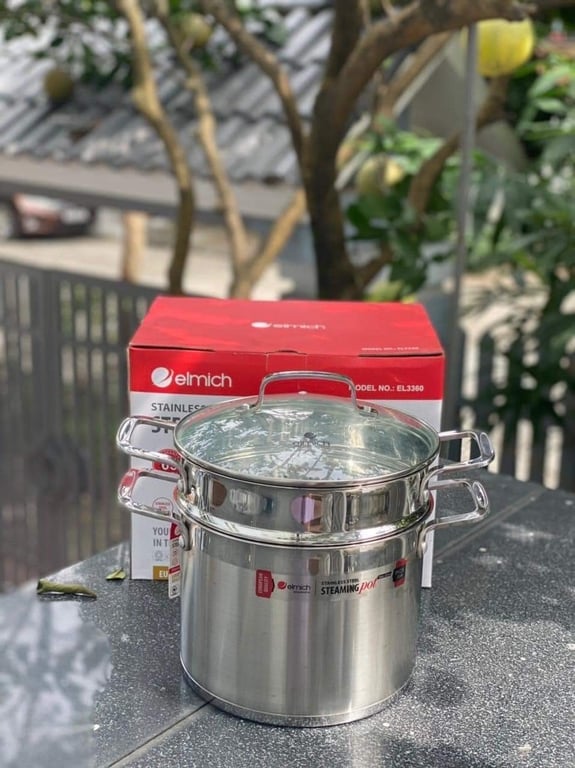 nồi hấp, kèm luộc 26cm  5 đáy elmich