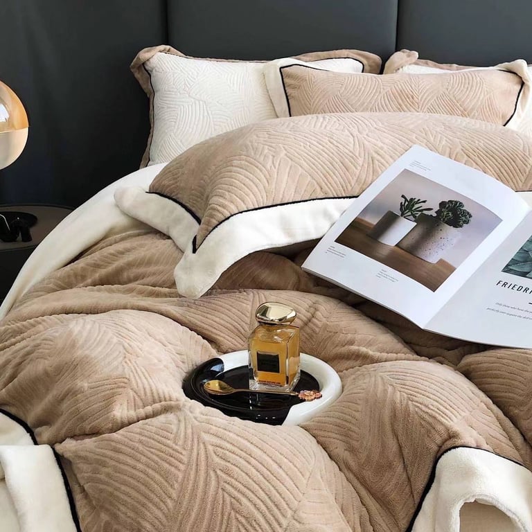 Bộ chăn ga gối nỉ lông cáo Elegance cao cấp CHT08