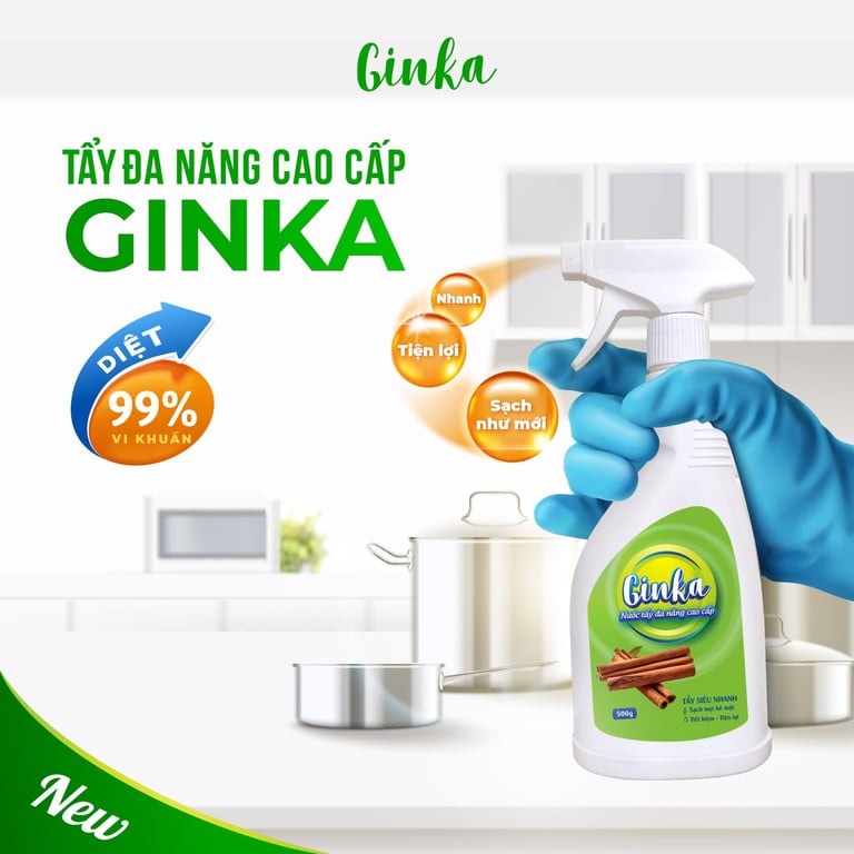 Tẩy đa năng cao cấp GINKA - Tẩy cặn canxi, tẩy dầu mỡ