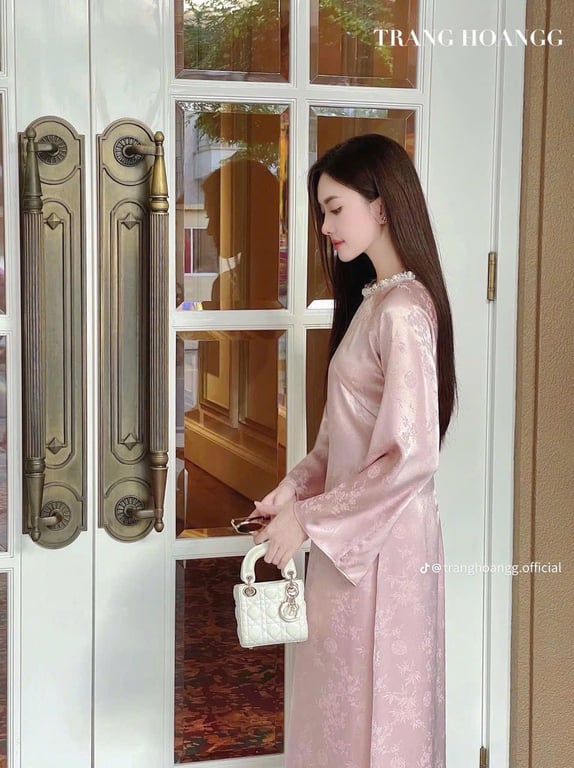 AD gấm trúc hỷ cổ tròn - hồng S/M/L/XL/XXL