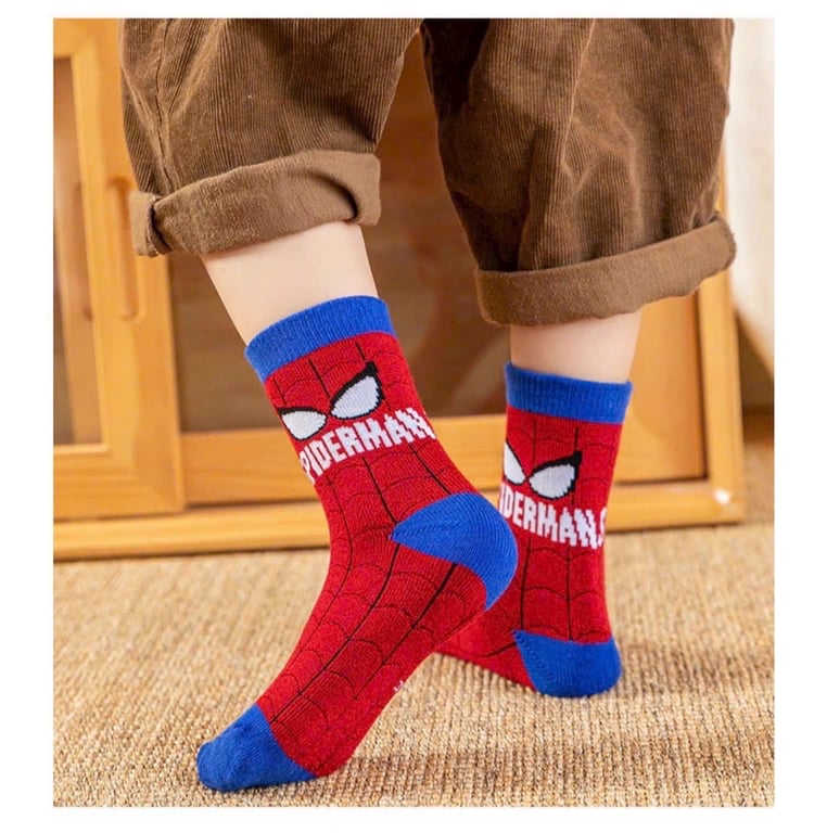 Set 5 Đôi Tất Siêu Nhân Người Nhện Cổ Cao Bé Trai 1- 12 tuổi