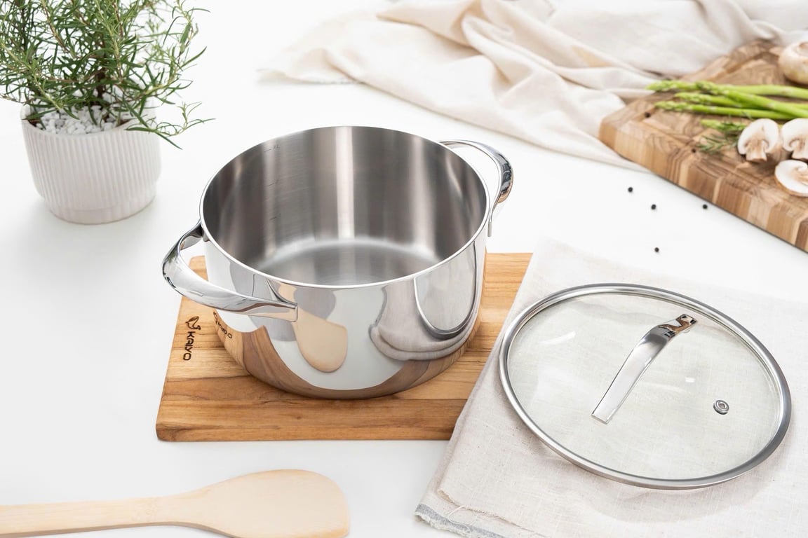 Nồi inox thân đáy liền Tri-Ply Silver Crown Kaiyo sz 18-20-24❤️